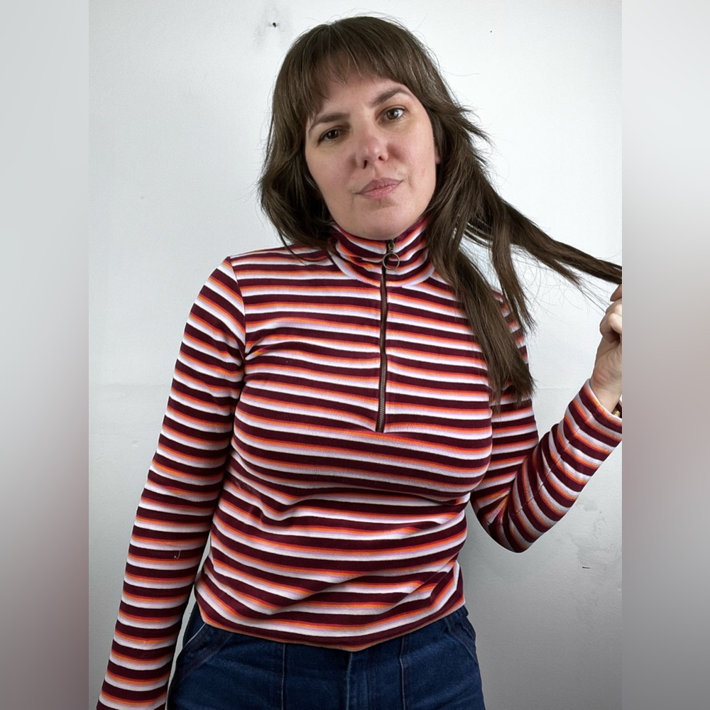 Velour striped zip up